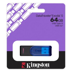 Kingston Technology Memoria usb kingston DATATRAVELER EXODIA S 64gb 3.0 gen 1 tapa giratoria blue