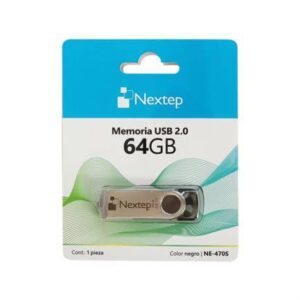 Memoria USB 2.0 Nextep NE-470S TWIST 64 GB Color Negro Compatibilidad Teléfono - Tabletas y dispositivos con puertos USB y tipo C