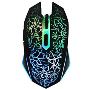 Mouse BROBOTIX GAMER ILUMINADO MULTICOLOR NEGRO - USB, Universal, Óptico, 2400/1600/1000 DPI, Negro