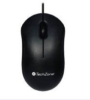 TZMOU01 Mouse alámbrico Initially TECHZONE - 1000 DPI's, 3 botones, longitud de cable de 1.2 m. Conexión USB, 1 año de garantía.