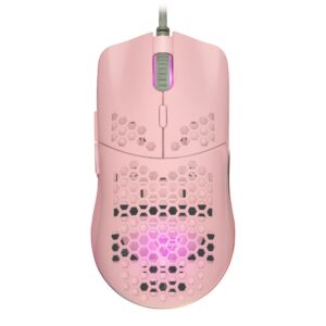 Mouse GAME FACTOR MOG601 - Juego, Laser, 16000 DPI, Rosa