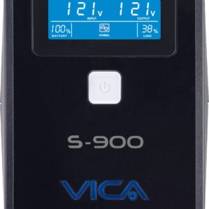 VICA S 900 No break interactivo S900 - 900VA/550W, entrada 127 VCA 60 Hz, salida 120 VCA, 4 tomas reguladas/4 reguladas y respaldadas, RJ11, pantalla LCD