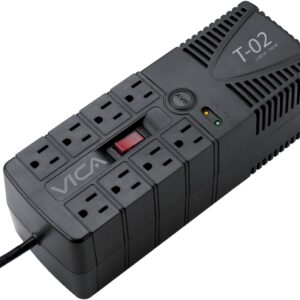 Regulador VICA T-02 1200VA/700W - Voltaje 120VCA /60Hz, breaker térmico, 8 tomas protegidas, indicadores LED, puerto RJ11, empotrable en pared