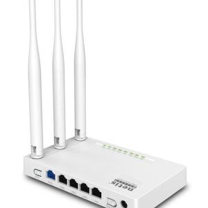 NETIS Router Inalambrico N300 (WF2409E) - 5 puertos (1 WAN, 4 LAN 100 Mbps), WIFI 4, 300 Mbps, Router, AP, WISP, Repetidor, 3 Antenas 5 dBi, Multi SSID