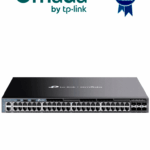 TP-LINK SG6654X- Switch Omada L3 Stackable de 48 puertos RJ45 Gigabit y 6 puertos SFP+ 10G , Stacking físico , Funciones L3 Enterprise. RIP, OSPF, ECMP, VRRP, PIM-DM, DHCP Server/Relay , Alta disponibilidad , VRRP y ERPS , Interfaz WEB , CLI , SNMP.