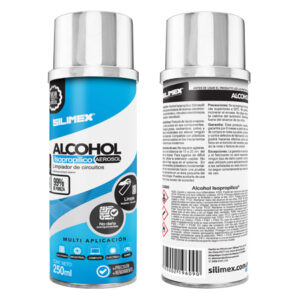 Aerosol 250 ml = 280 gr Alcohol Isopropílico SILIMEX Aerosol Envase: 250 ml = 280gr. - Azul, Alcohol Isopropílico, Componentes Electrónicos