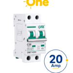 Interruptor termomagnético de corriente Directa 2 Polos 20 Amp / 1000 VDC / Estándar UL / Protección con sistema de disparo termomagnético / Montaje riel Din / Protección IP20