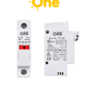 Porta fusible Fotovoltaico 1 polo / 1000 VDC / Montaje en riel DIN / Compatible con fusibles 10x38 mm