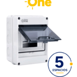 Centros de carga riel DIN Reforzado IP65 / 5 espacios / Uso Exterior protección UV / Ideal para Sistemas Eléctricos y Fotovoltaicos / Instalación flexible / Montaje riel din