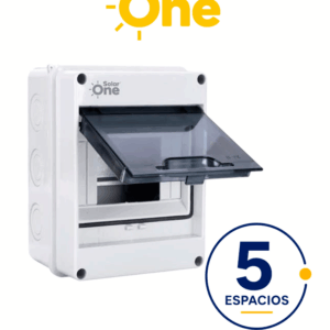 Centros de carga riel DIN Reforzado IP65 / 5 espacios / Uso Exterior protección UV / Ideal para Sistemas Eléctricos y Fotovoltaicos / Instalación flexible / Montaje riel din
