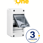 Centros de carga riel DIN Reforzado IP65 / 3 espacios / Uso Exterior protección UV / Ideal para Sistemas Eléctricos y Fotovoltaicos / Instalación flexible / Montaje riel din