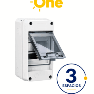 Centros de carga riel DIN Reforzado IP65 / 3 espacios / Uso Exterior protección UV / Ideal para Sistemas Eléctricos y Fotovoltaicos / Instalación flexible / Montaje riel din