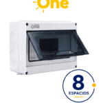 Centros de carga riel DIN Reforzado IP65 / 8 espacios / Uso Exterior protección UV / Ideal para Sistemas Eléctricos y Fotovoltaicos / Instalación flexible / Montaje riel din