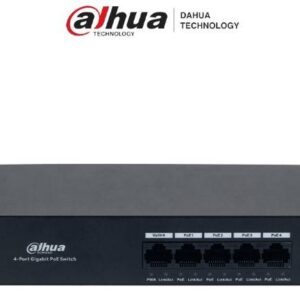 Dahua Technology PFS3005-4GT-36 Switch 4 puertos Gigabit PoE y 1 RJ45 10/100/1000 Mbps. Protección contra descargas eléctricas - Incluye fuente de poder integrada