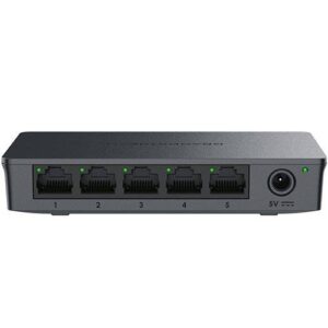 Grandstream GWN7700 Switch No administrable - 5 puertos Gigabit con crossover automático MDI/MDIX, gabinete plástico para escritorio o pared.