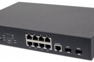 Administrable Gigabit Ethernet de 8 puertos PoE+ con 2 puertos Switch WebAdmin Gigabit - 8 puertos PoE+ con 2 puertos SFP, IEEE 802.3at/af, 140 W, Endspan, para escritorio y montaje en rack, INTELLINET 561167