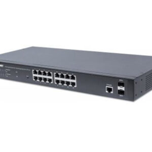 Administrable Gigabit Ethernet de 16 puertos PoE+ con 2 puertos Switch WebAdmin Gigabit - 16 puertos PoE+ con 2 puertos SFP, IEEE 802.3at/af, 220 W, Endspan, montaje en rack, INTELLINET 561341