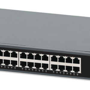 Switch PoE+ Gigabit de 24 puertos con 2 puertos SFP - Extensión a 250 m, IEEE 802.3at/af, 370 W, red autorreparable, montaje en rack, INTELLINET 561907