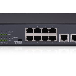 PROVISION-ISR POES-08120C+2I-V2 Switch PoE de 8 canales - Total power 120W, en modo CCTV puedes conectar cámaras IP hasta 250 mts