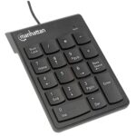 MANHATTAN 176354 Teclado numérico alámbrico USB - 18 teclas del mismo tamaño incluye tecla de retroceso Color Negro.