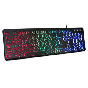 Teclado USB Iluminado Retro N BROBOTIX 963098 - USB, Ergonómico, Negro