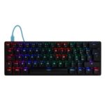Teclado mecánico 60 GAME FACTOR KBG560-BL - rgb, teclas extras blue intercambiables, blue switch, usb azul