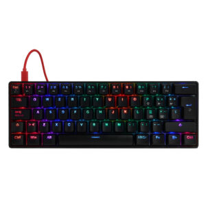 Teclado Mecánico 60 GAME FACTOR KBG560-RD - Rgb, Teclas Extras Red Intercambiables, Red Switch, Usb Rojo