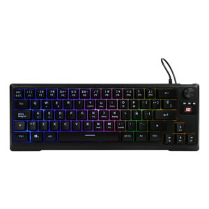 Teclado Gamer VORAGO Start The Game KB-506 Tkl Factor 65 - Rgb, Rueda Multimedia, Alámbrico, Anti Ghosting, Usb Negro