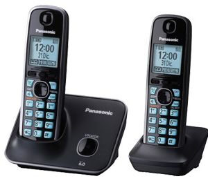 KX-TG4112MEB PANASONIC 2 Telefonos Inalambrico - Pantalla de 1.8, Ecualizador, Alarma, bloqueo de llamadas, Altavoz, negro