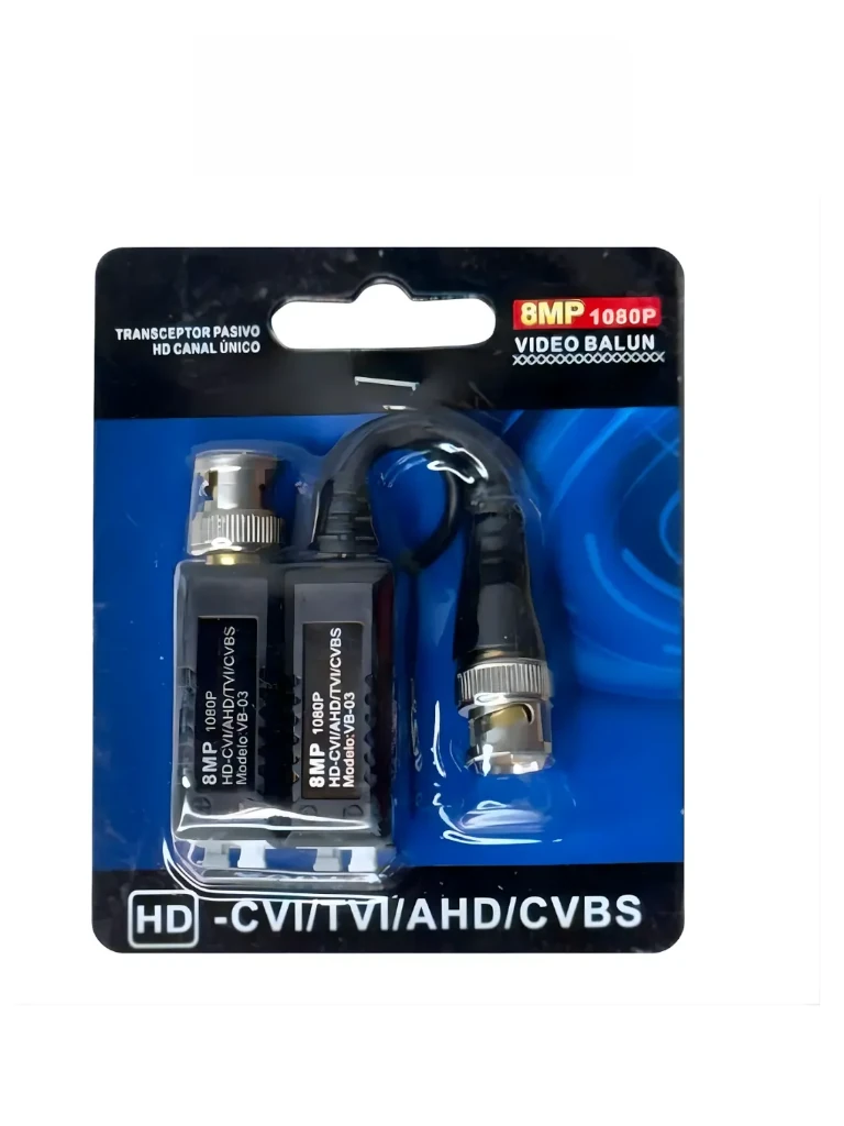 SAXXON VB-03 Par de transceptores pasivos (Video Baluns) soporta 8MP 4k a 150m, 4MP a 200m, 1080p a 250m, 720p a 300m en CVI. Compatible con HDCVI, TVI, AHD y CVBS. Incluye 1 terminal Push para fácil conexión - Image 2