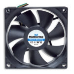 MANHATTAN 700955 Ventilador para Fuentes de Poder / Gabinetes - 80 mm, 3 pines, rodamientos tipo sleeve otorga una operación confiable y tranquila