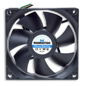MANHATTAN 700955 Ventilador para Fuentes de Poder / Gabinetes - 80 mm, 3 pines, rodamientos tipo sleeve otorga una operación confiable y tranquila