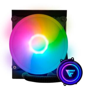 GAME FACTOR Enfriamiento Liquido. Gamer Factor LQG501. 120MM - RGB, TDP 150W, 1 fan 120mm 70 CFM, Negro.