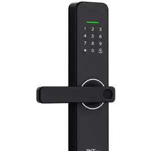 ZKTECO ML100 - Cerradura Inteligente Wi-Fi con Huella Digital, Contraseña, Tarjeta MIFARE y App ZSmart, Capacidad para 300 Usuarios, Código Aleatorio, Desbloqueo Remoto, Mortise Europeo 5050 y Puerto Micro-USB de Emergencia