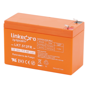 Batería de respaldo 12 V | 7.5 Ah | AGM | Certificada UL94-V0 Retardante a la Flama | Especial para Seguridad Electrónica | UPS | Sistemas de Emergencia | Vida útil 5 años | Terminales F1 + Adaptador F2