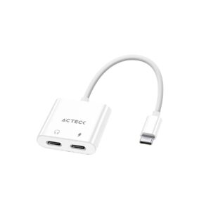 Adaptador USB C 3.1 a 2 USB C Shift Plus AA415 ACTECK Advanced Series Adaptador de Audio y Carga simultáneamente Macho a 2x Hembra