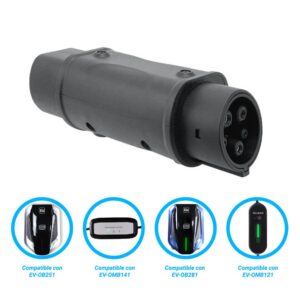 Adaptador T2-T1 ALTER de conector tipo 2 a tipo 1 compatible con cargadores ev-omb281 - ev-ob253, ev-omb121 y ev-omb141