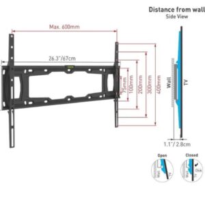 Soporte de Pared BARKAN E400+ para Pantalla Fijo/Curvo/Plano 32 - 90 - hasta 60Kg, Negro
