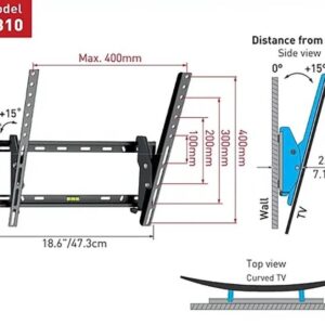 Soporte de Pared BARKAN E310+ para Pantalla Curvo/Plano 19 - 65 - hasta 50Kg, Negro