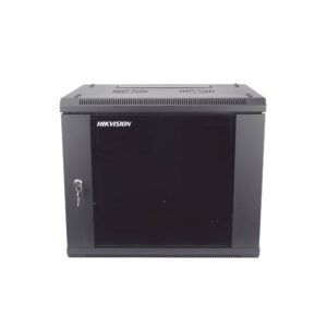 HIKVISION Gabinete para montaje en pared o piso DS-XS6409-S/B - puerta de cristal templado resistente, cuerpo fijo, 9 unidades de rack, 19, fabricado en acero