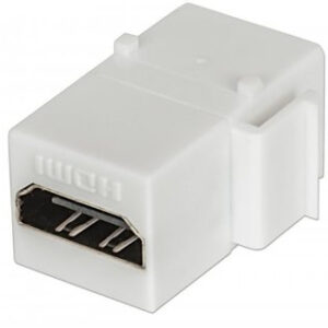 INTELLINET 771351 Cople HDMI - Tipo Keystone, HDMI hembra a HDMI hembra, blanco, Compatible con páneles de parcheo, tapas y cajas de pared