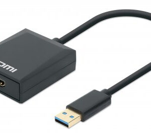 MANHATTAN 153690 Convertidor USB 3.2 Gen 1 Tipo-A Macho a HDMI Hembra - 1080p 60Hz, Negro