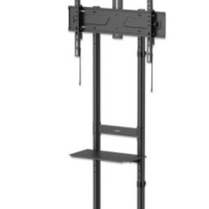 Soporte TV tipo carro - 37 a 70, hasta 70 kg (154 lb), inclinación de -10 a 5°, repisas para cámara y AV, Ruedas con frenos y PVC, MANHATTAN 462716