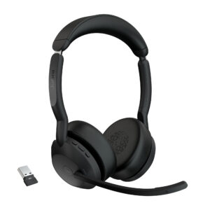 25599-999-999 Jabra Evolve2 55 audífonos inalámbricos tipo diadema estéreo con adaptador Bluetooth Link 390a - cancelación activa de ruido y certificación para MS