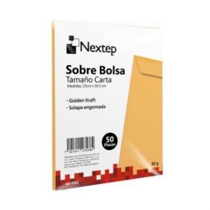 Sobre bolsa Nextep Economico NE-016C Tamaño carta solapa engomada paquete con 50 piezas 23cm x 30.5 cm