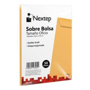 Sobre bolsa Nextep Economico Ne-016O Tamaño oficio solapa engomada paquete con 50 piezas 24cm x 34 cm