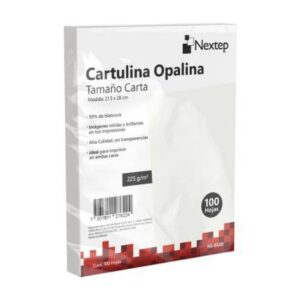 Cartulina Opalina Nextep NE-012D Blanca con 100 piezas de 225gr