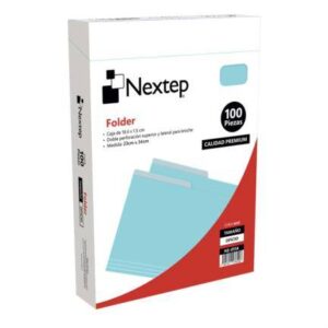 Folder Económico Nextep NE-011A Tamaño Oficio color Azul Claro con 100 piezas gramaje 135 23x34 cm