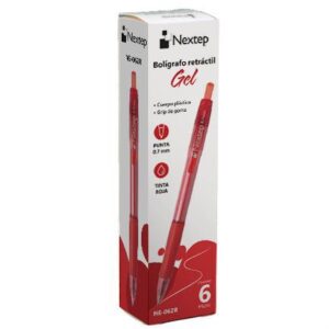 Bolígrafo Nextep Gel NE-062R Retráctil Mediano 0.7 mm color Rojo con 6 piezas