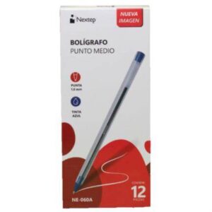 Bolígrafo Nextep NE-060A 1000 0.0 color azul 1mm c/12 barril trasparente contenido por master 120 piezas